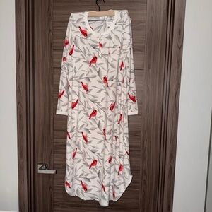 Charming Long Sleeve Dress with Red Bird Print